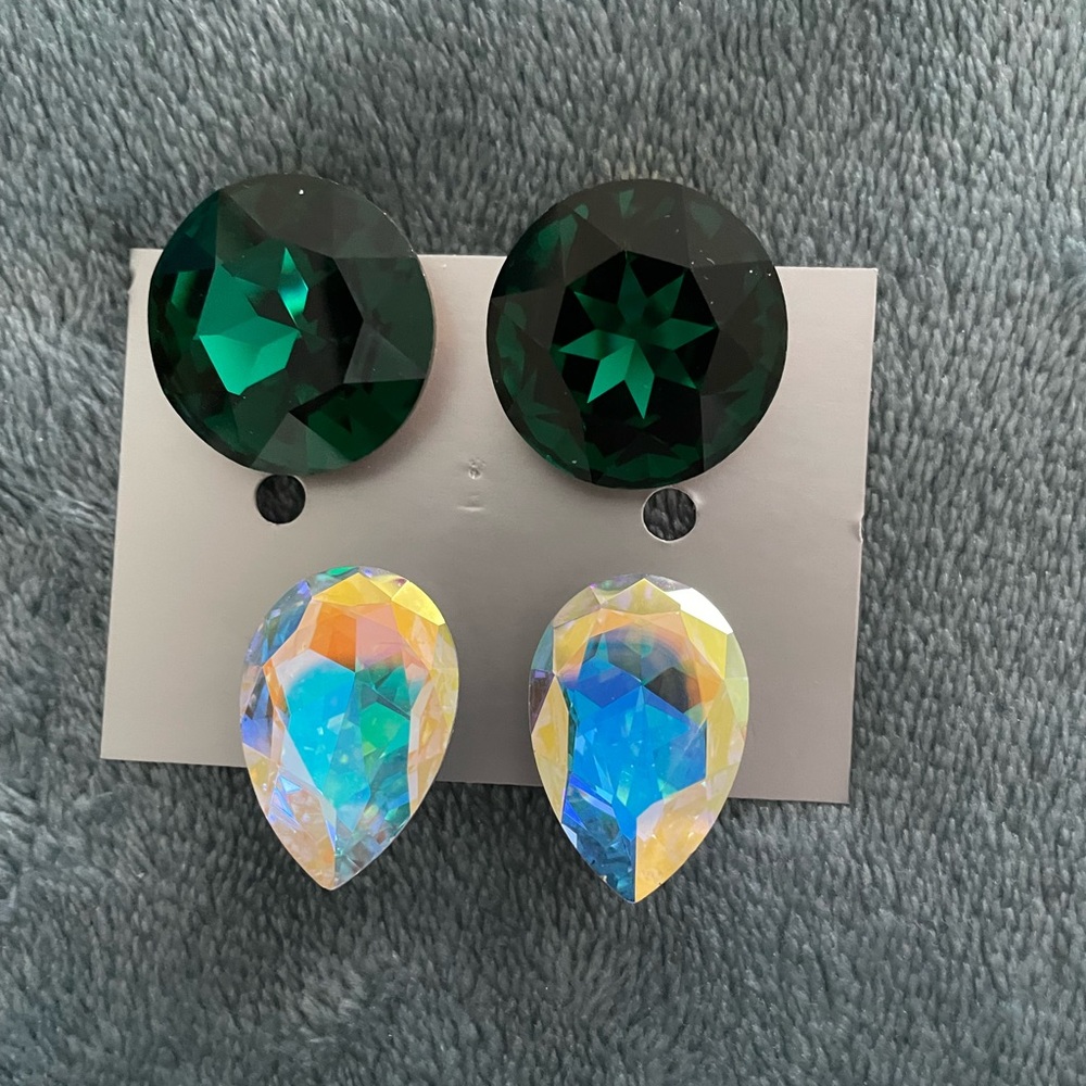 2 pair of Swarovski vintage crystal earrings